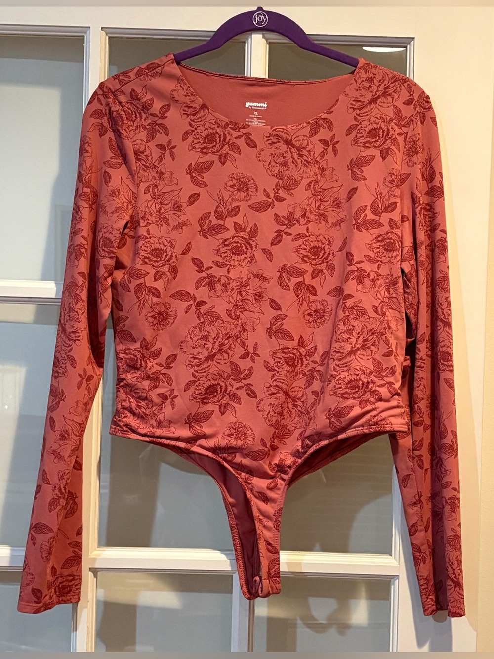 Yummi by Francesca's Rose Floral Thong Bodysuit Size XL